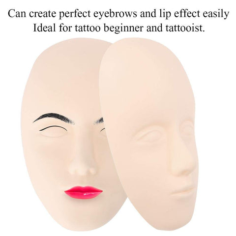 Sonew Training Mannequin Head, Tattoo Mannequin Training Eyelash Extensions, 5D Tattoo Practice Makeup Microblading Eyebrow Lip Training Silicone Fake Skin(#02(Tattoo Practice Skin))