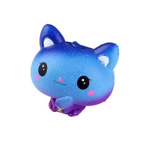 Anboor 3.9 Inches Squishies Cat Galaxy Ice Cream Kawaii Soft Slow Rising Scented Animal Squishies Stress Relief Kid Toys Collection Blue