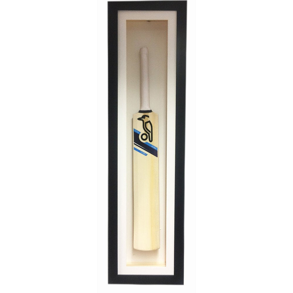 Kwik Picture Framing Ltd Cricket Bat 3D Display Case for Signed Cricket Bat in Black Frame - Oak Frame - White Mount