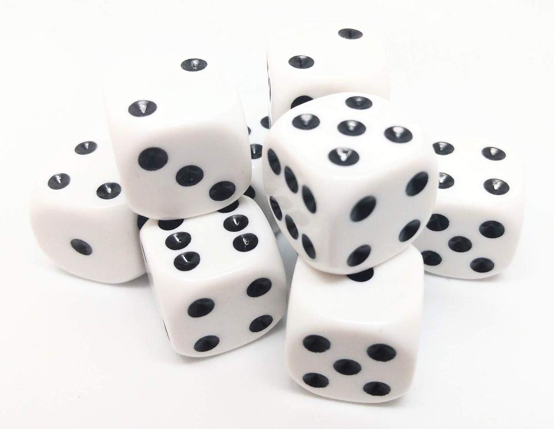 16mm White Dice. Pack of 10