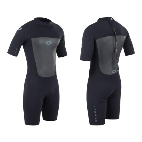 Osprey Men's Shorty 3 mm Summer Wetsuit, Adult Short Sleeve Neoprene Surfing Diving Wetsuit, Origin, Multiple Colours, Black, XXXL