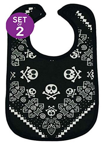 Baby Moos 2 x Rock n Roll Cool Baby Bibs | Rock Star Baby Feeding Bib for Boys or Girls [2 pack, 0-3 years] - Baby Shower, New Baby Gift, Unisex Neutral or Twin Baby Gifts (2 Bibs)