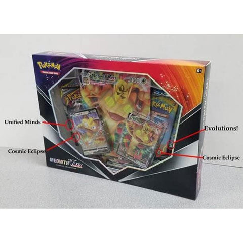 Pokemon Meowth Vmax International Box - 4 Booster Packs Including Evolutions!