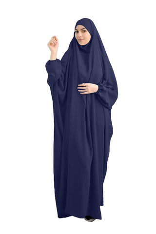 XINNI Women Muslim One-piece Loose Full Cover Long Dress One-size Overall Hijab Thobe Hooded Dress