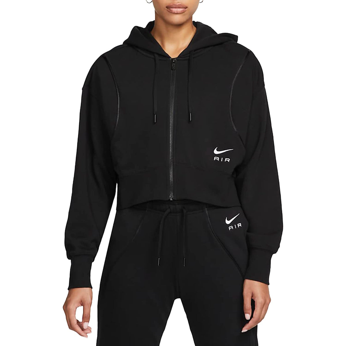 Nike Air Women's Full-Zip Fleece Hoodie Size - M Black/White