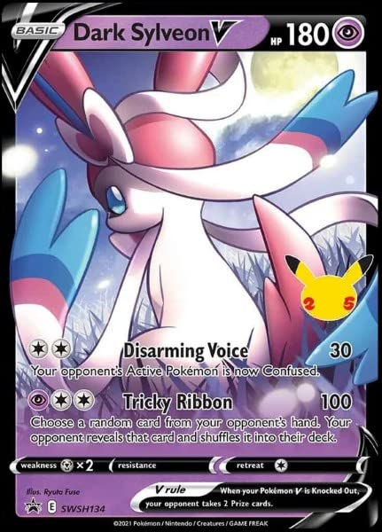 Dark Sylveon V - SWSH134 - Black Star Promo - Pokemon Celebration Card - Holo Foil