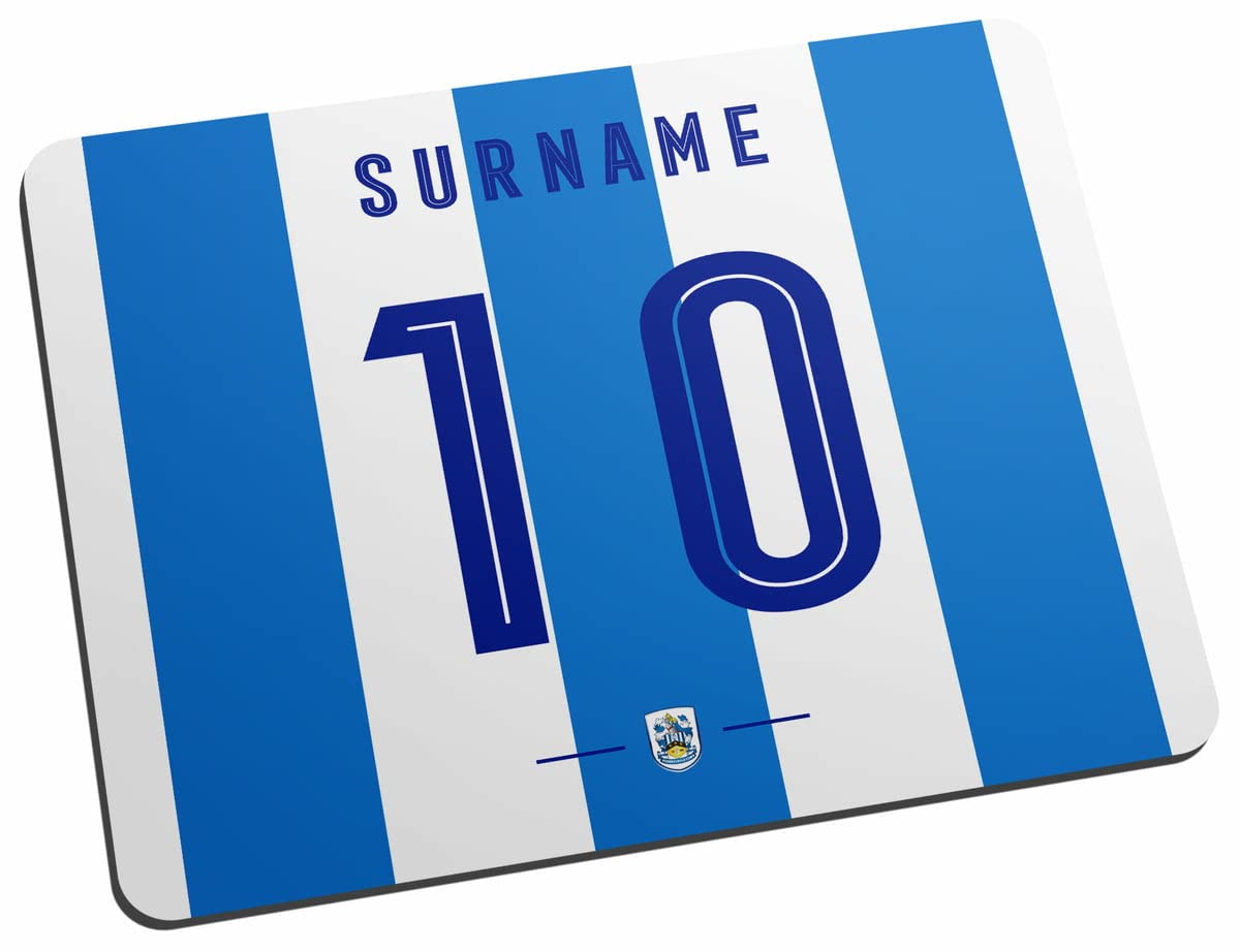 Huddersfield Town AFC Personalised Retro Shirt design Mouse Mat fans, great for Terriers football supporters, fabric top, non slip mouse pad 5mm thick