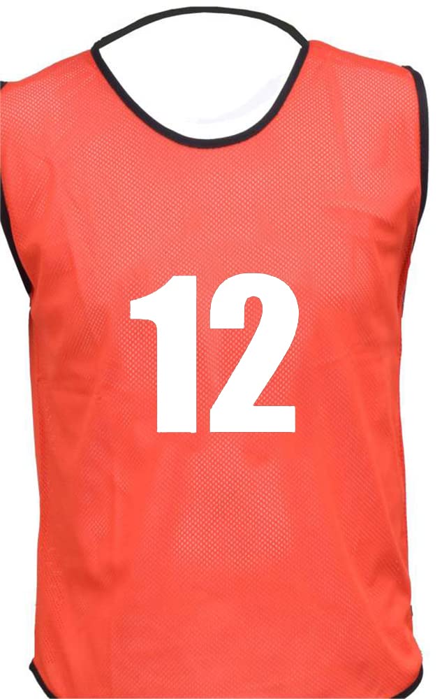 15 MESH BIBS FOOTBALL TRAINING SPORTS BIBS NUMBERED (1-15 OR number of your choice) Front/Back OR Front & Back (Red (Back Only), Small Boys (U 8's))