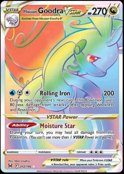 Pokemon - Hisuian Goodra VStar 202/196 Lost Origin Secret Rainbow Rare Foil