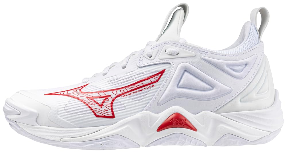 Mizuno Wave Momentum 3 Women's Volleyball Shoe, White-Red, 7.5