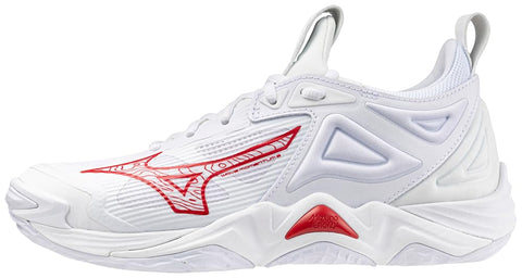 Mizuno Wave Momentum 3 Women's Volleyball Shoe, White-Red, 8