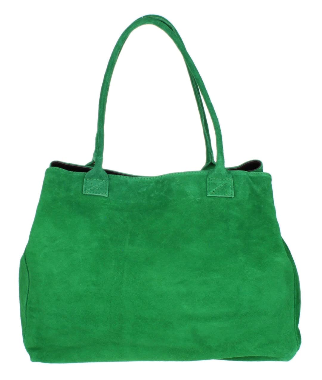 Girly Handbags Womens Italian Suede Leather Expandable Shoulder Bag (Fruitty Green)