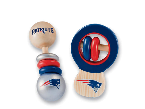 BabyFanatic Wood Rattle 2 Pack - NFL New England Patriots - Officially Licensed Baby Toy Set