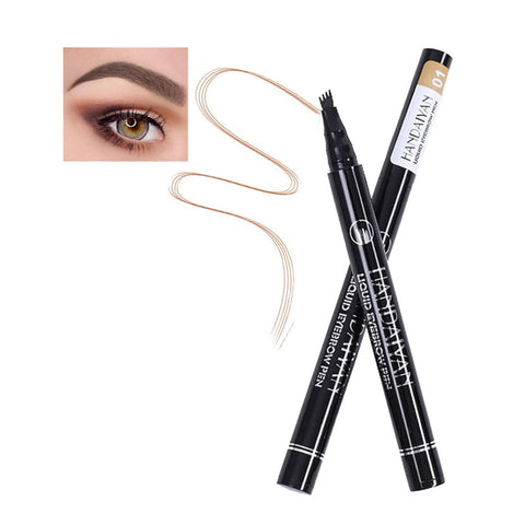 AKARY Tattoo Eyebrow Pen, Four-Fork Lasting Liquid Eyebrow Pencil with a Micro-Fork Tip Applicator Precisely, 3D Natural Wild Eyebrow Maker Pen for Beginners, 24-Hour Waterproof & Sweat-Proof (#01 Dark Brown)