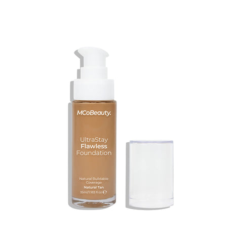 MCoBeauty Ultrastay Flawless Foundation - Offers Medium To Full Coverage With A Natural Matte Finish - Controls Oil - Rich In Antioxidants To Protect And Nourish The Skin - Natural Tan - 1.18 Oz