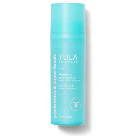 TULA Skin Care Clear It Up - Acne Clearing & Tone Correcting Gel, Salicylic and Azelaic Acid, Clears & Prevents Breakouts, Brightens Marks, 1 fl oz.