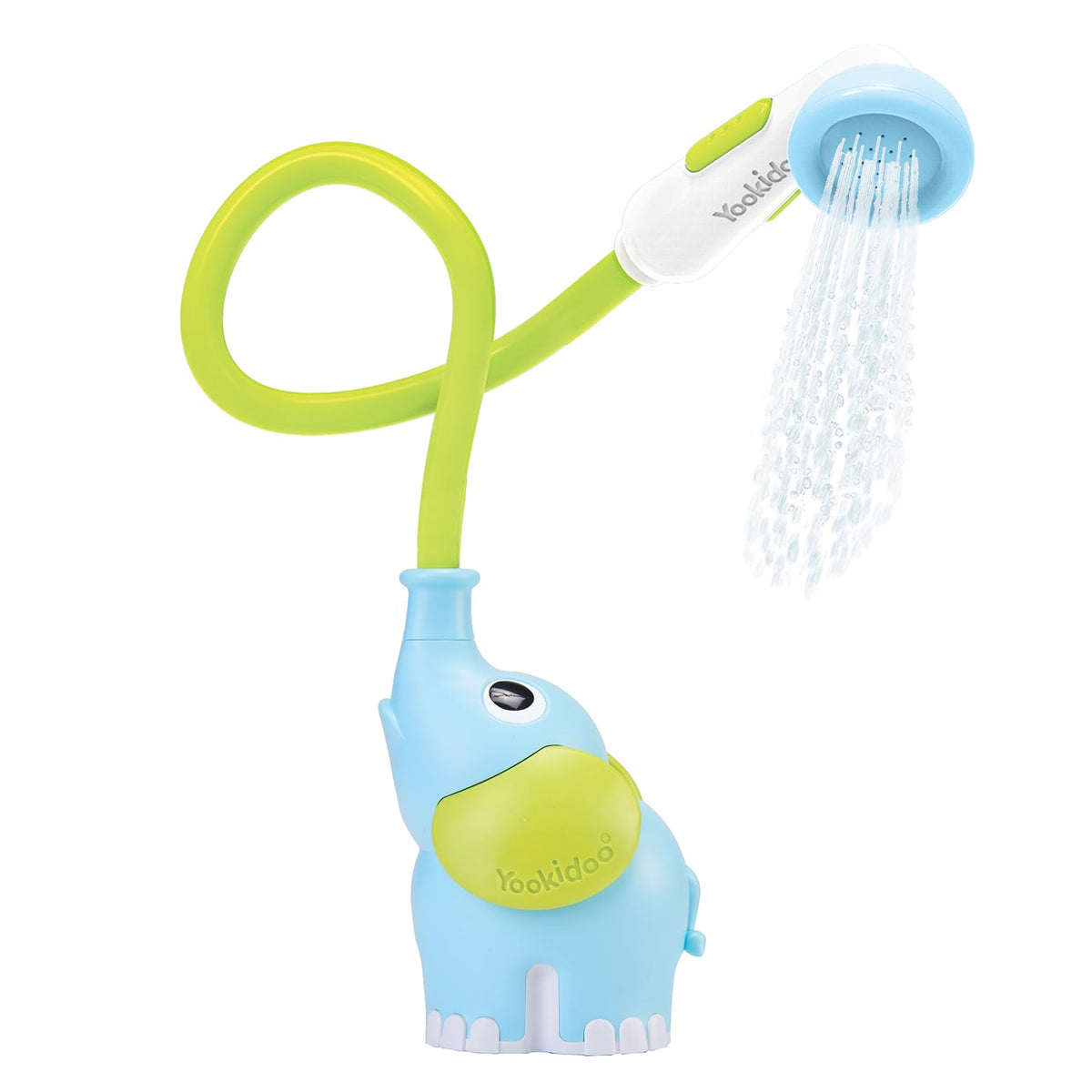 Yookidoo Baby Bath Shower Head - Elephant Water Pump with Trunk Spout Rinser - Control Water Flow from 2 Trunk Knobs for Maximum Fun in Tub or Sink for Infants and Newborn Babies(Blue)