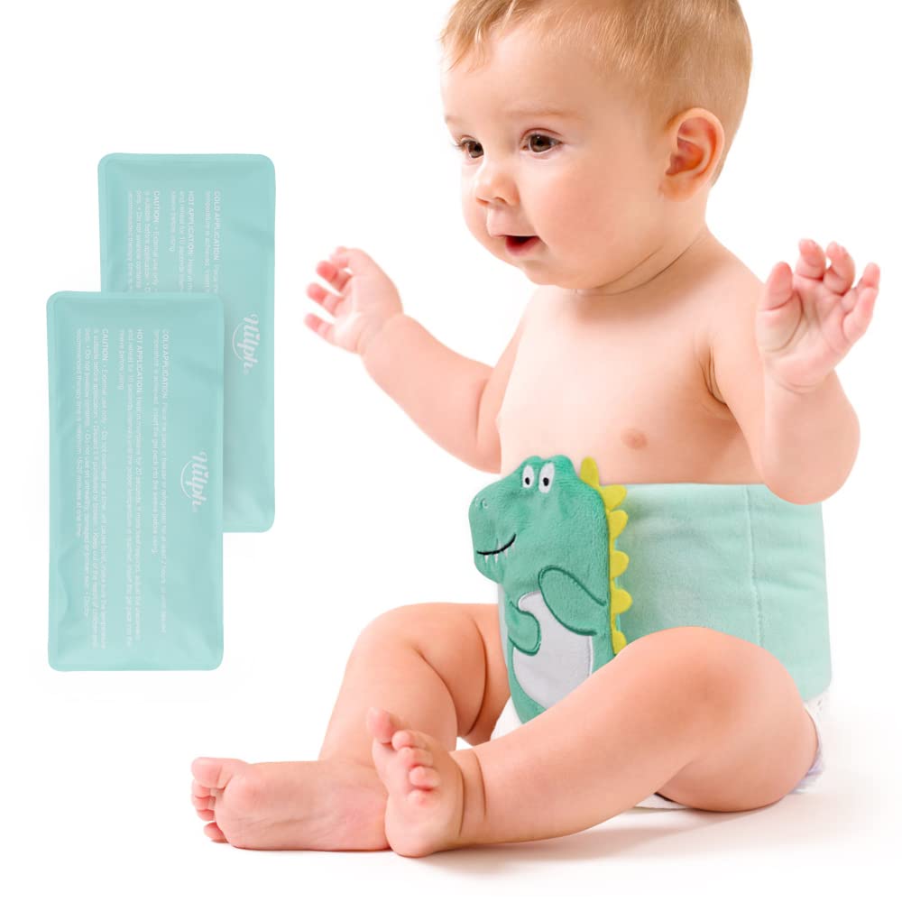 Hilph Baby Colic Relief, Reusable Heated Tummy Wrap for Newborns, Belly Relief by Soothing Warmth, Baby Heating Pad Swaddling Belt for Gas Relief, Upset Stomach, Baby Reflux - Green