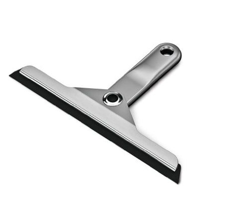 simplehuman BT1071 Foldaway Shower Squeegee with Suction Holder for Bathroom Shower Door, Window, Glass Cleaning, Easy Streak-Free Clean, Rustproof, Brushed Die-Cast Zinc + Anodised Aluminium