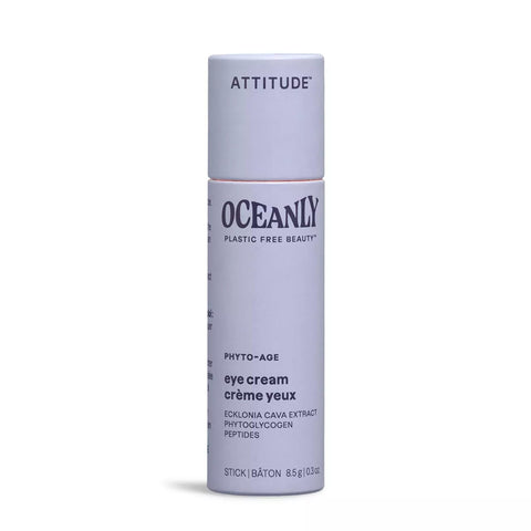 ATTITUDE Oceanly Eye Cream Stick, EWG Verified, Plastic-free, Plant and Mineral-Based Ingredients, Vegan Skin Care Products, PHYTO AGE, Unscented, 8.5 grams