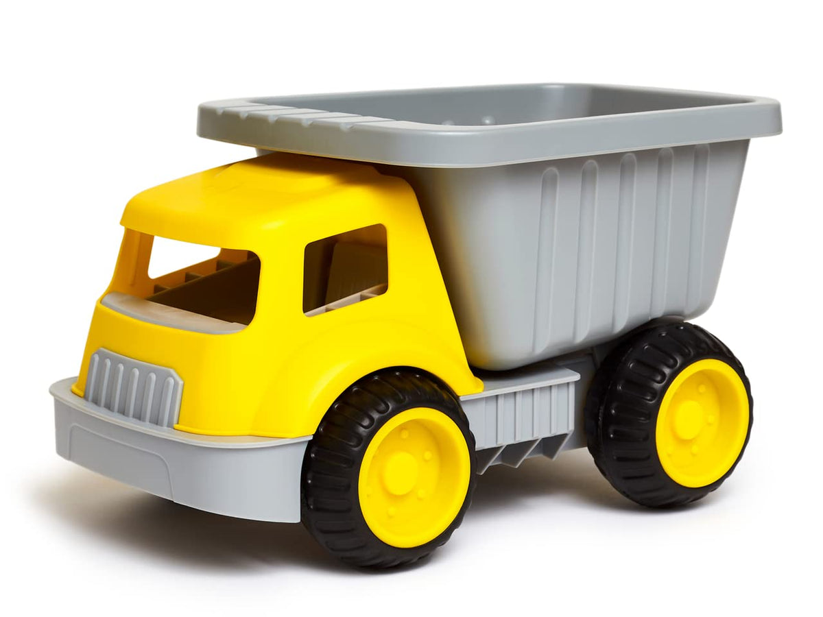 Hape Load & Tote Dump Truck Indoor/Outdoor Beach Sand Toy Toys, Yellow, L: 14.4, W: 8.3, H: 8.9 inch