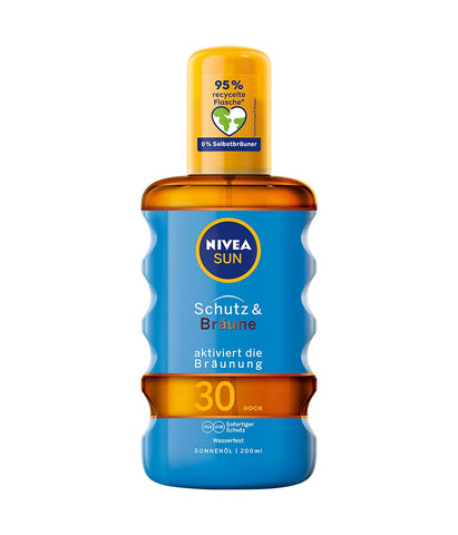 NIVEA Sun Protection & Tan Sun Oil Spray SPF 30 (200 ml), Sun Cream with Pro-Melanin Extract for Even, Instant Sun Protection with UVA/UVB Filter System