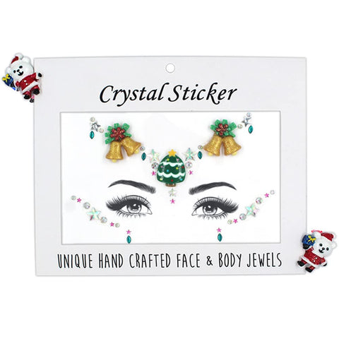 Christmas Face Gems Tattoo Stickers Xmas Body Jewelry Facial Rhinestone Tattoo Santa Claus Snowman Christmas Tree Design Temporary Tattoo Sparkly DIY Jewel Paste for Christmas Halloween Party Carnival Festival Makeup(4 Sets)