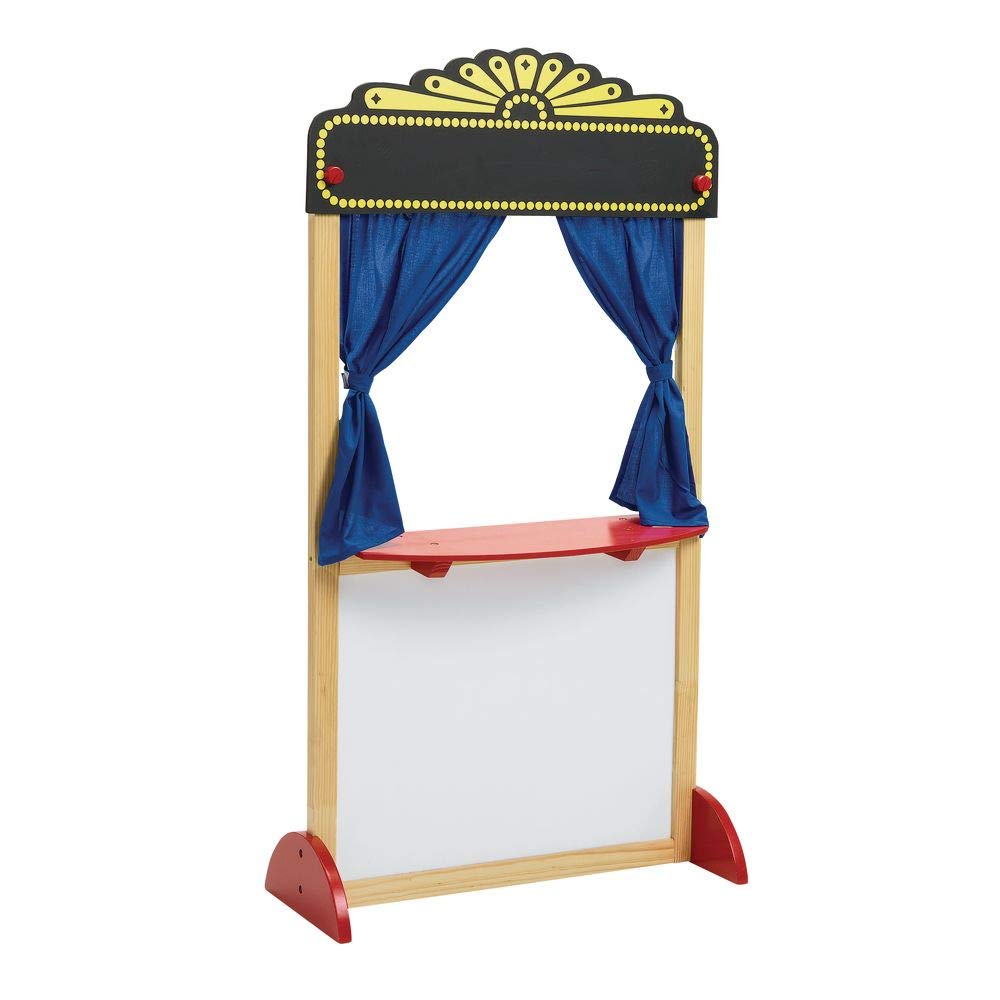 Excellerations Free-Standing Dramatic Play Puppet Theater with Dry Erase Panel and Curtains, Educational Toy, Pretend Play, Preschool (Item # MATINEE)