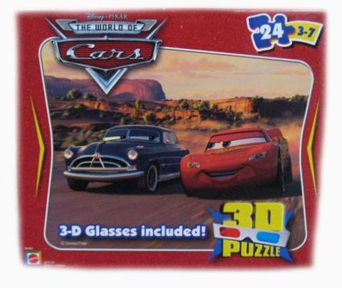 Disney Pixar The World of Cars Lightning McQueen & Doc Hudson 24 Piece Puzzle - Includes 3D Glasses