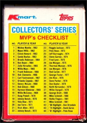 1982 Topps - Kmart 20th Anniversary Baseball MVP Collector's Series Cards (44 Cards)