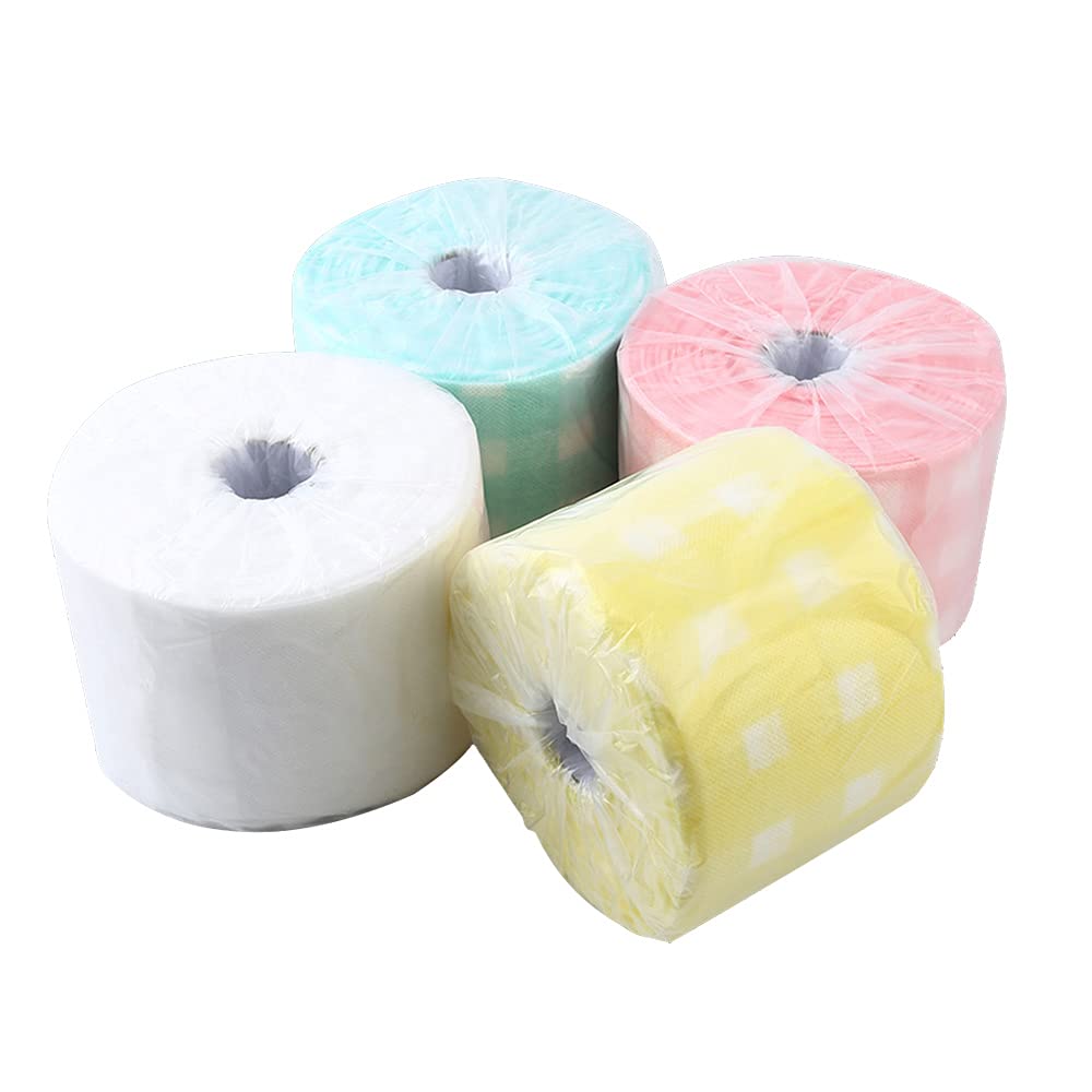 1 Roll Portable Pure Cotton Piece Face Washing Towel Non Woven Clean Pads for Makeup Skin Care Nail Beauty Salon Random Color (Random Color)-POOWE