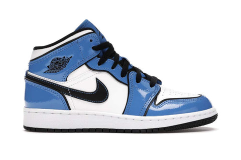 Nike Jordan 1 Mid Signal Blue Grade School GS (6, Numeric_6)