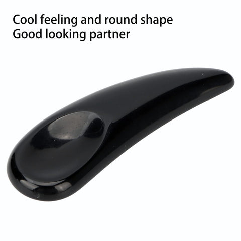 Curved Cosmetic Spatula, Mini Jade Stone Eye Cream Applicator Face Gua Sha Massage Stick for Reduce Puffiness and Relieving Facial Tension (Black)