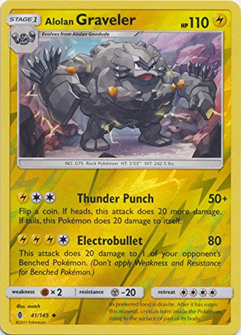 Pokemon - Alolan Graveler - 41/145 - Uncommon - Reverse Holo - Sun & Moon: Guardians Rising