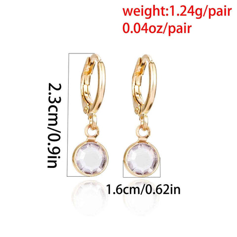 Yheakne Round Bezel Dangle Earrings Gold Crystal Quartz Earrings Faceted Gemstone Earrings Tiny Circular Leverback Earrings Jewelry for Women and Girls