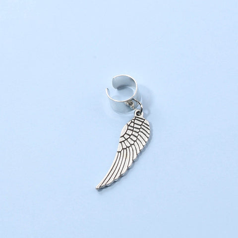 Yheakne Boho Angel Wing Cuff Earrings Silver Ring Cartilage Earrings with Dangle Wing Ear Cuffs Earrings Clip Wrap Earrings Helix Earrings Jewelry for Women and Girls