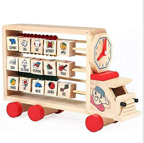 Antlantic wood store Wooden Kids Learning Educational Car / Train | Learn Watch / Abacus / Alphabet Also Best for Push and Pull Toy | Best Item for Children Boys & Girls (26cm)