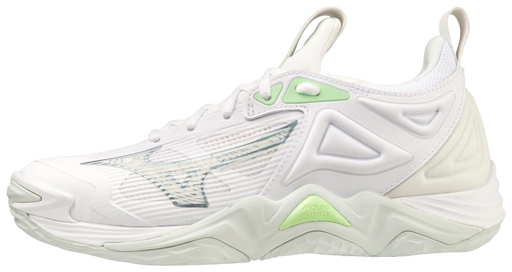 Mizuno Wave Momentum 3 Women's Volleyball Shoe, Snow White-Limeade, 7.5