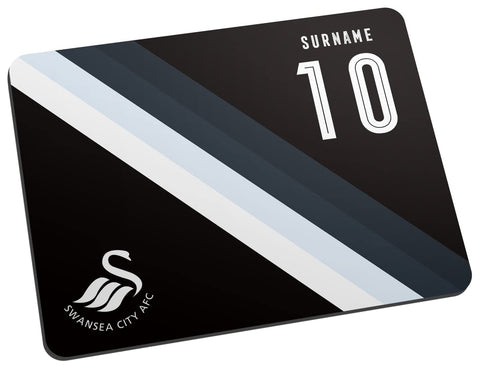 Swansea City AFC Personalised Colour Stripe Mouse Mat fans, great for Swans football supporters, fabric top, non slip mouse pad 5mm thick