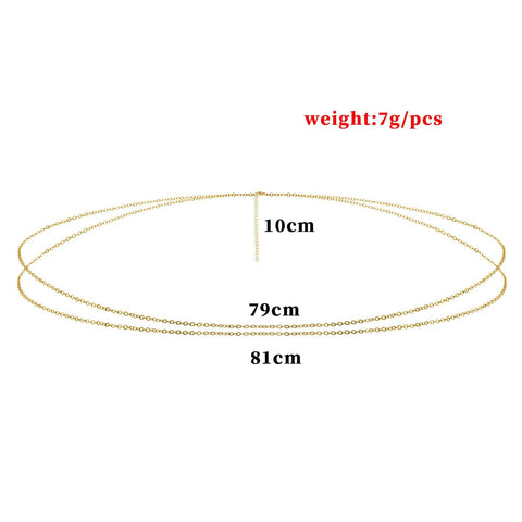 Yheakne Boho Waist Chain Gold Layered Belly Body Chain Summer Bikini Waist Chain Nightclub Party Beach Body Jewelry for Women and Girls (Double layer)