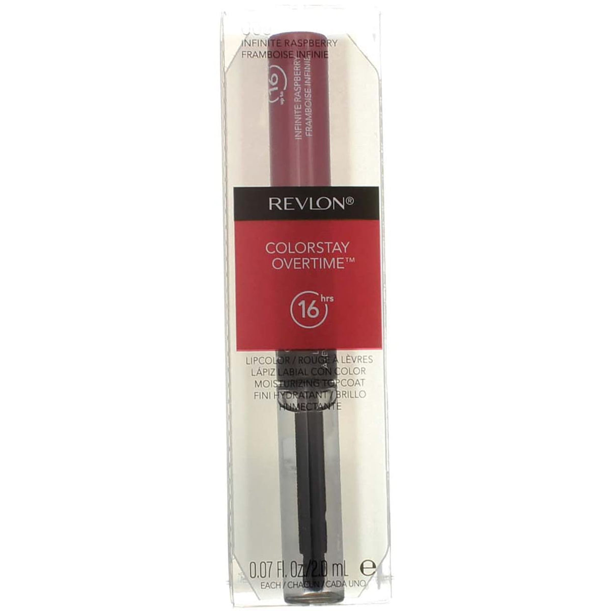 Revlon ColorStay Overtime Liquid Lip Color, Infinite Raspberry [005] 0.07 oz (Pack of 4)