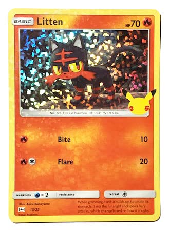 Pokemon - Litten 15/25 - McDonalds Promo - 25th Annivesary - Holo Foil