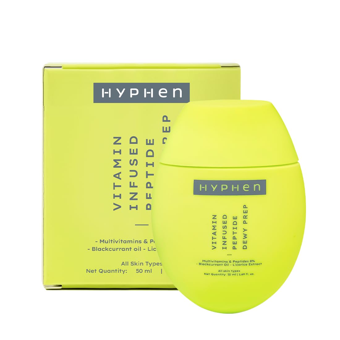 Hyphen Vitamin-Infused Peptide Dewy Prep 8% Multivitamins & Peptides Serum | Instant Dewy Glow & Hydration, UV Protection & Strengthens Skin Barrier | Lightweight, Non Greasy, Fragrance Free - 50ml