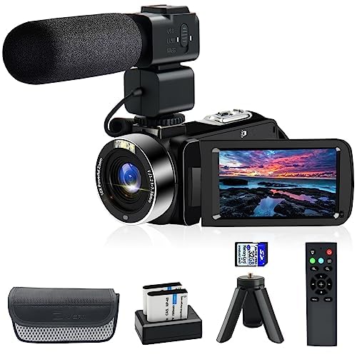 YEEIN 4K Video Camera, Camcorder with IR Night Vision, WiFi Digital Camera for Video Recording, 3" Touch Screen 18X Digital Zoom, Vlogging Camera for YouTube, Remote, Microphone, Mini Tripod