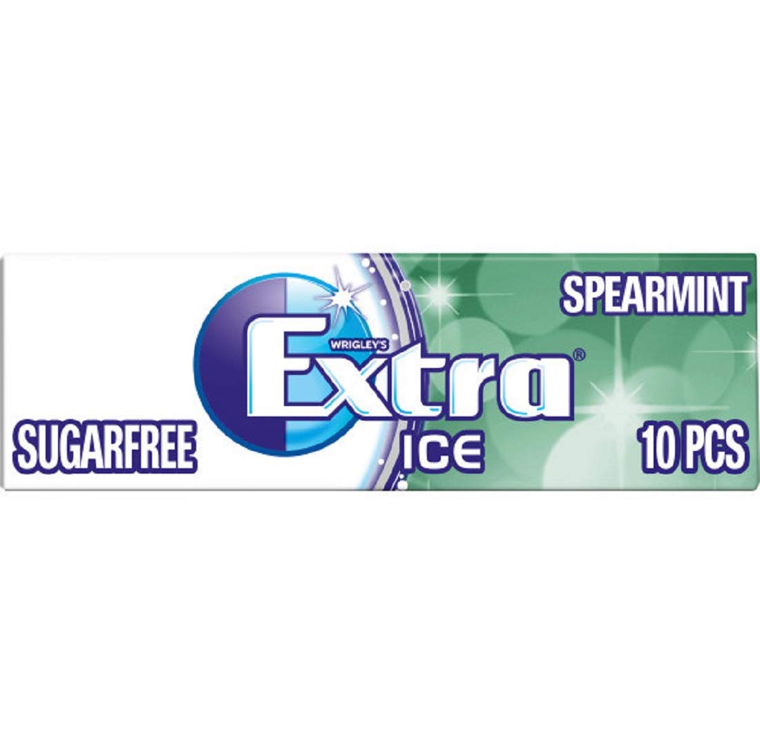 Extra Chewing Gum, Sugar Free, Ice Spearmint Flavour, Chewing Gum Bulk, 30 Packs of 10 Pieces