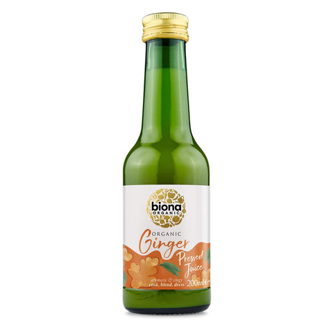 Biona Organic Ginger Juice 200ml, Pack of 6 - Pure, Pressed Juice - Aromatic & Zingy, Ideal for Juices, Smoothies, Teas & Cooking - Freshly Harvested by Organic Farmers - Vegan