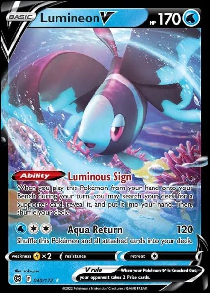 Pokemon Lumineon V 040/172 Brilliant Stars - Ultra Rare Card - Holo Foil