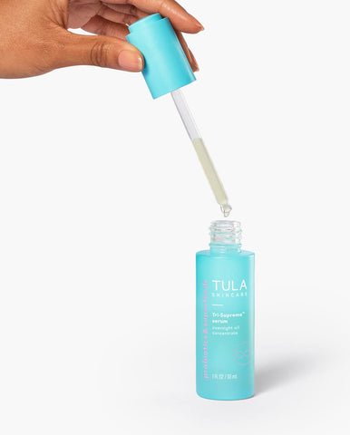 TULA Tri-Supreme Serum - Overnight Oil Concentrate, Supercharged Serum, Minimized Fine Lines & Wrinkles While Improving Skin Moisture Barrier, 1 fl oz.