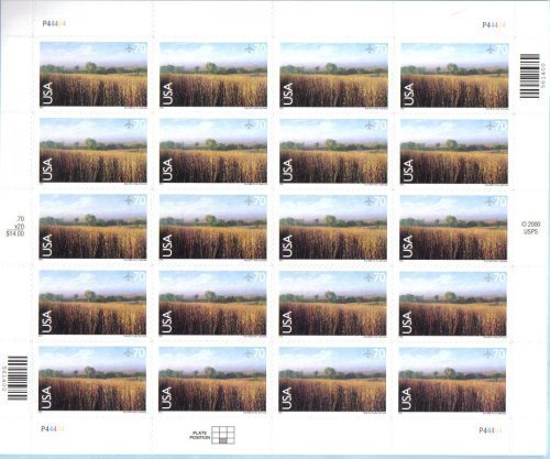 2001 NINE-MILE PRAIRIE #C136 AIRMAIL Pane of 20 x 70 cents US Postage Stamps