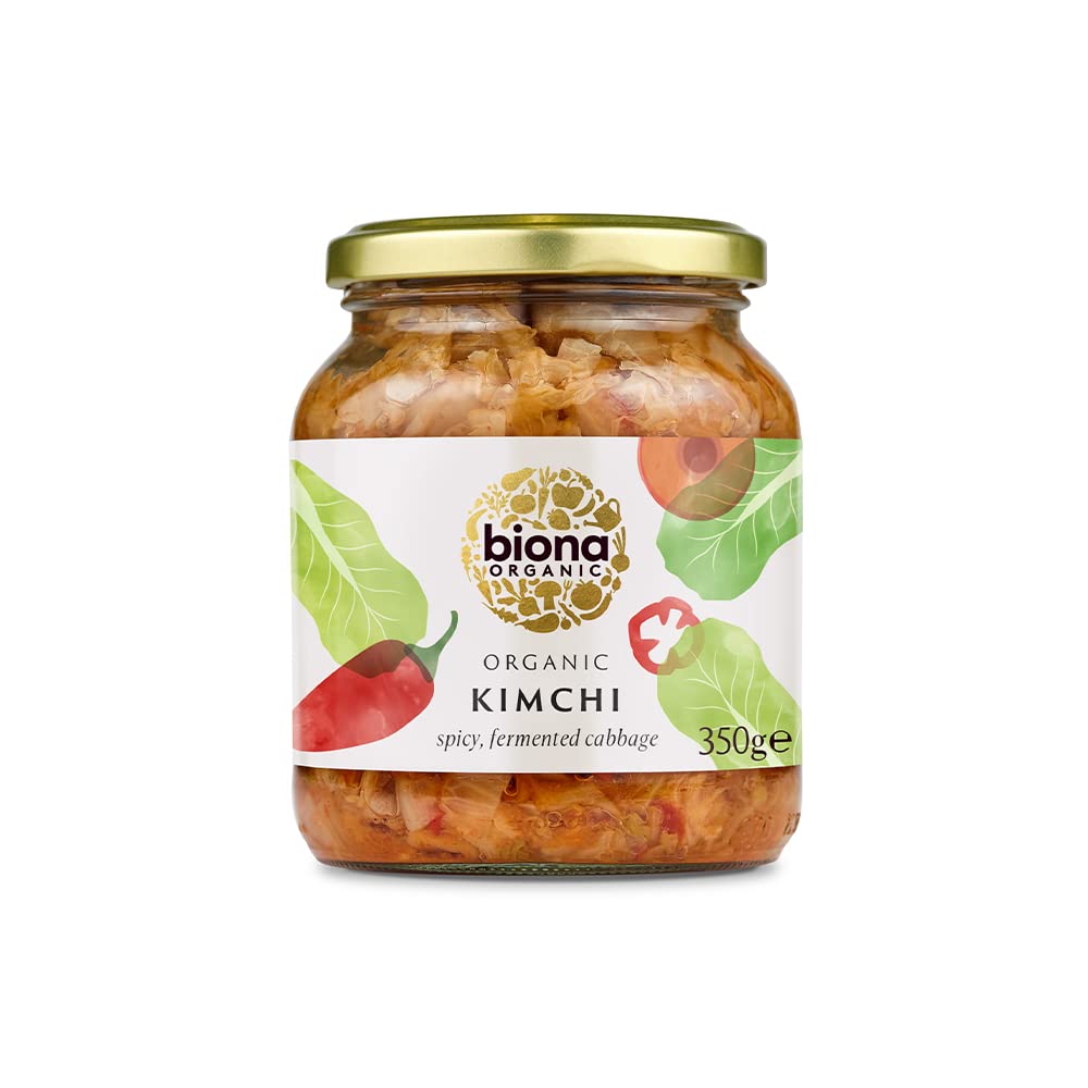 Biona Organic Kimchi 350 g, Pack of 6 - Fresh, Naturally Fermented Organic Vegetables - Napa and White Cabbage - With Spicy Chilli - Naturally Vegan - No Additives